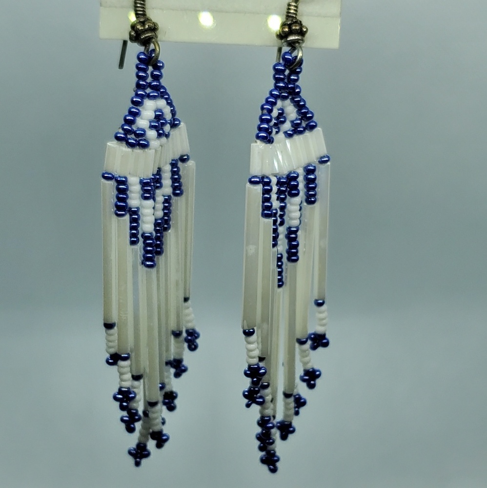 Handmade Native Beaded hanging Earrings